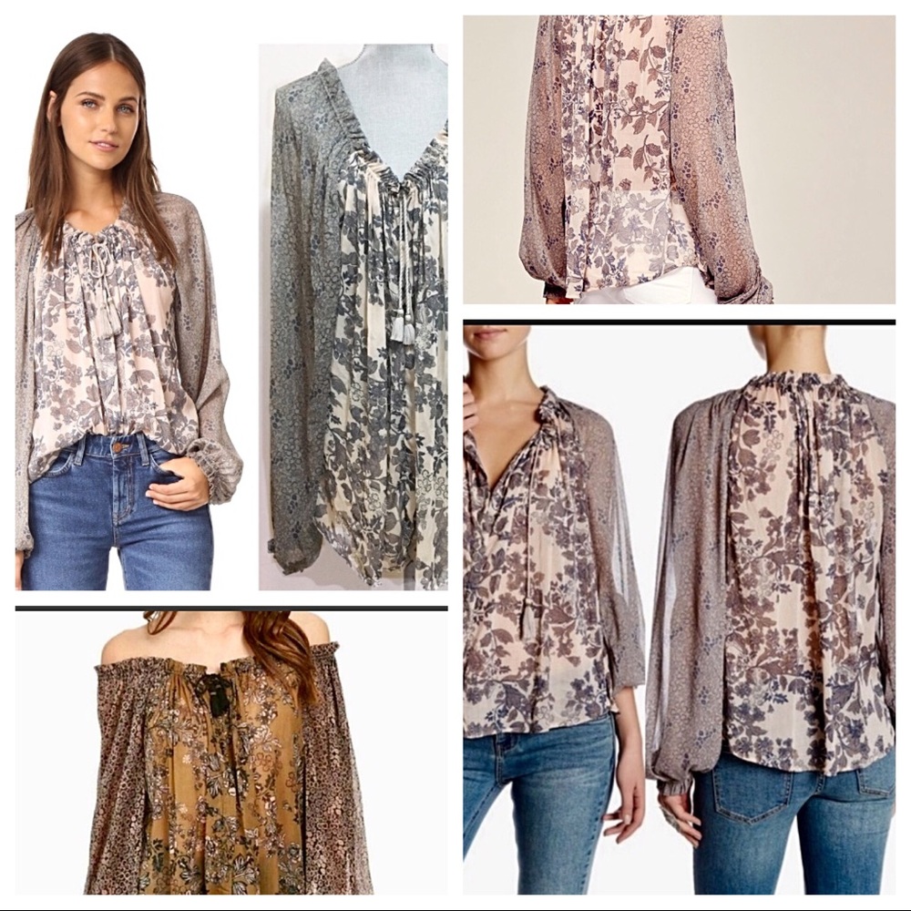Free People ✌🏼 Blue Ivory Hendrix BoHo Top 🌎💫